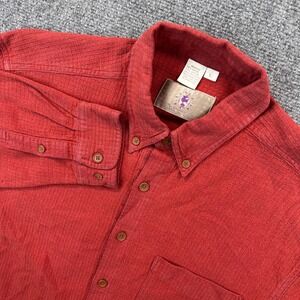 Territory Ahead Corduroy Waffle Button Down Flannel Shacket Men's L Red Textured